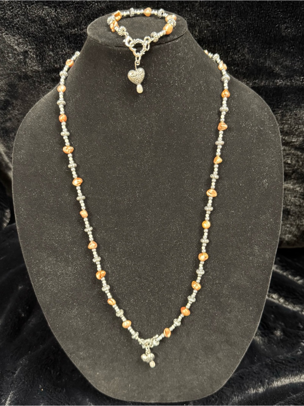 Handcrafted Silver and Copper Pearl Necklace